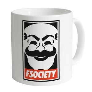 1pc Mr Robot F Society White Ceramic Mug | Graphic Design | 11 oz